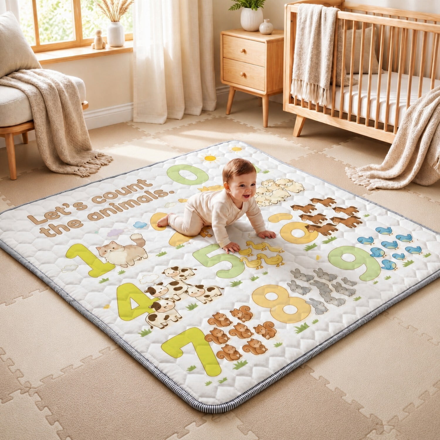 Easy4Home Large Baby Play Mat for Infants & Toddlers, 50"x50" Crawling Mat, Foldable Non-Slip Floor Playmat