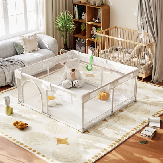 Easy4Home Large Baby Playpen 48"x48" Toddler Play Yards Safety Fence, Light Gray