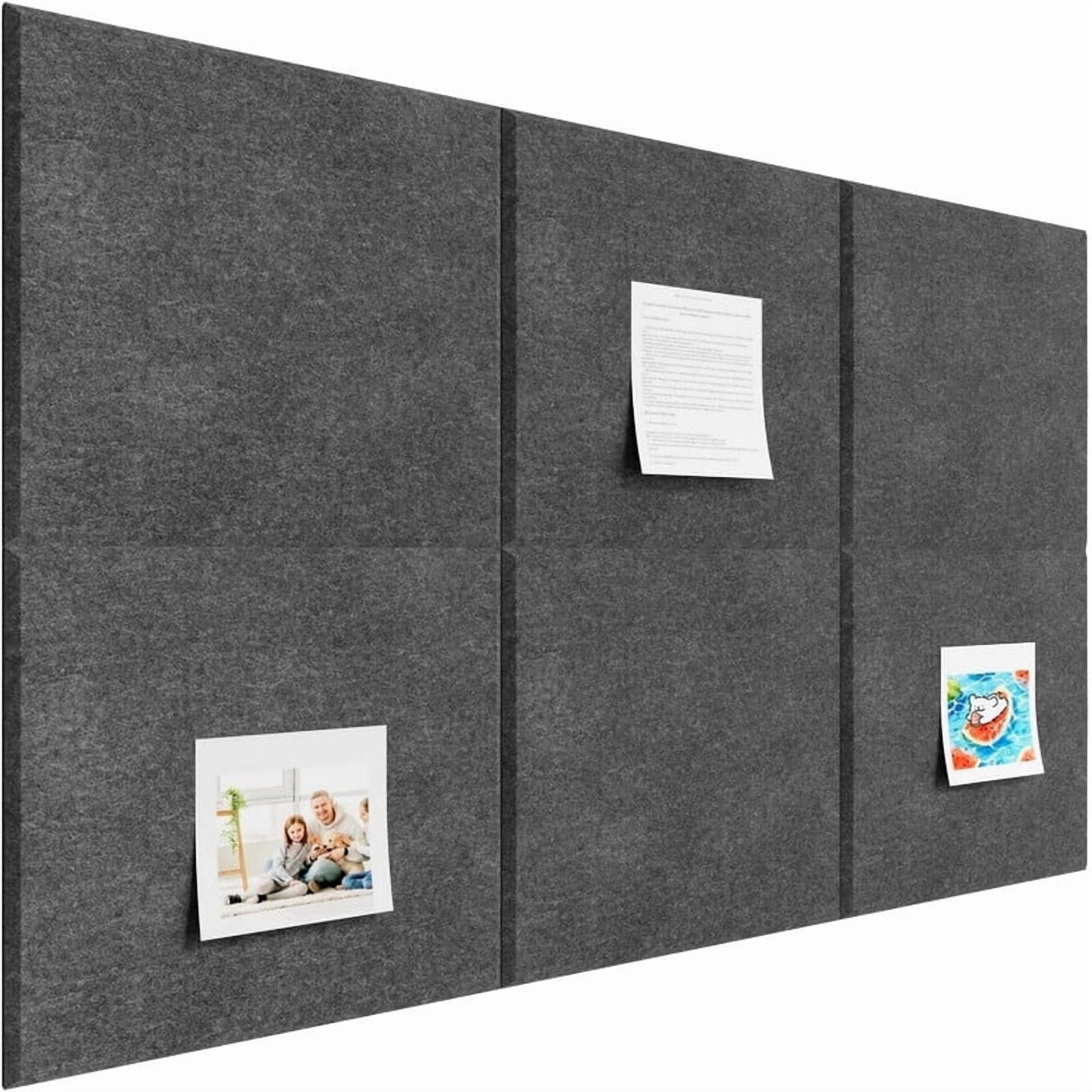 Easy4Home Large Cork Board for Wall 36"x24" Self Adhesive Bulletin Pin Board, 6 Pack Felt Wall Tiles, Gray