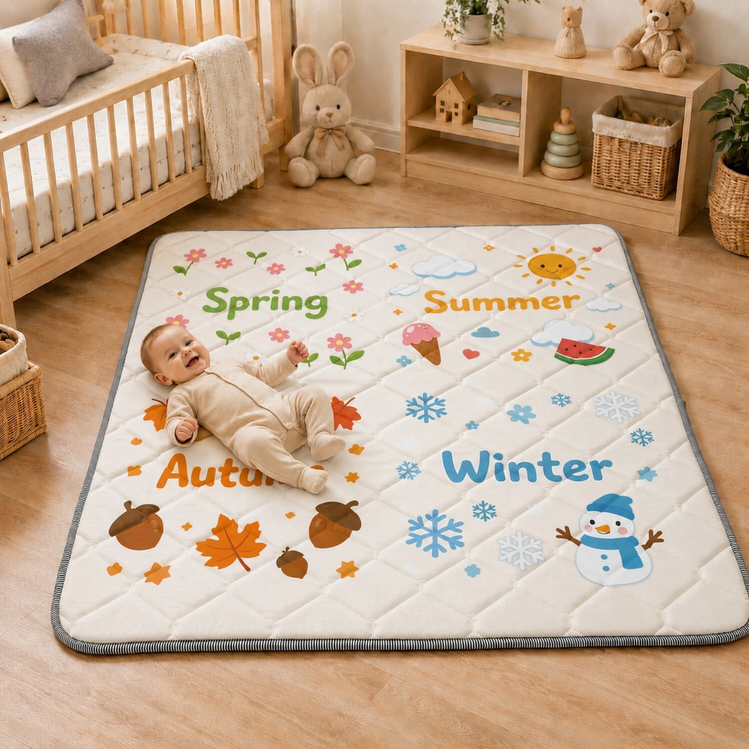 Easy4Home Large Foldable Baby Play Mat,71"x59" Non-Slip Thick Foam Crawling Mat Machine Washable Playpen Mat for Infants & Toddlers
