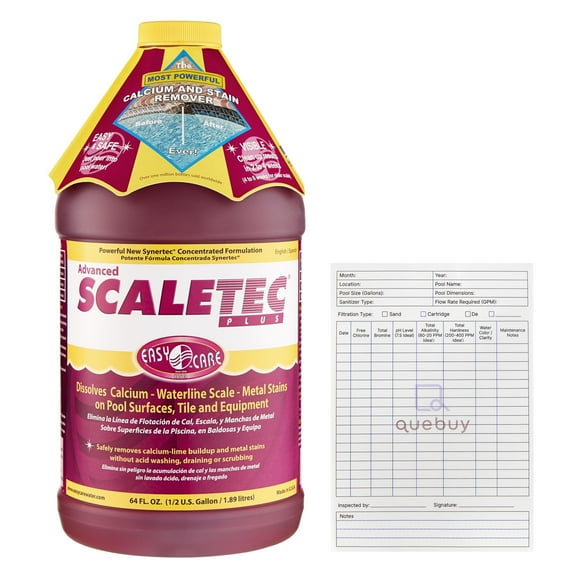 EasyCare 20064 Scaletec Plus Pool Descaler & Stain Remover 64 oz + QueBuy Pool Log Book