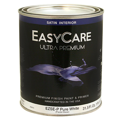 EasyCare EZSEP-QT Ultra Premium Interior Latex Paint & Primer, Pure White Pastel Base Satin, 1 Qt. - Quantity 1