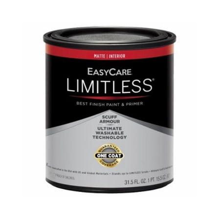 EasyCare LLIM1-QT Limitless Interior Paint & Primer, Matte Acrylic Latex, White, Qt. - Quantity 1