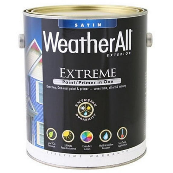 EasyCare WAES17-GL Platinum WeatherAll Exterior House Paint & Primer, Tudor Brown Satin, 1 Gallon - Quantity 2