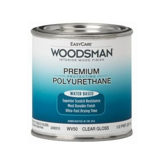 EasyCare Woodsman Fast Dry Protective Polyurethane Wood Finish, Interior, Water Base, Clear Gloss, 1/2-Pt.