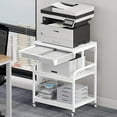 thumbnail image 1 of EasyCom 23.6''x18.9'' Extra Large Printer Stand with Drawer, 5-Adjustable Heights 3 Tier Printer Table with Wheels, Rolling Printer Cart with Storage for Printer Scanner Fax Home Office Use, 1 of 8