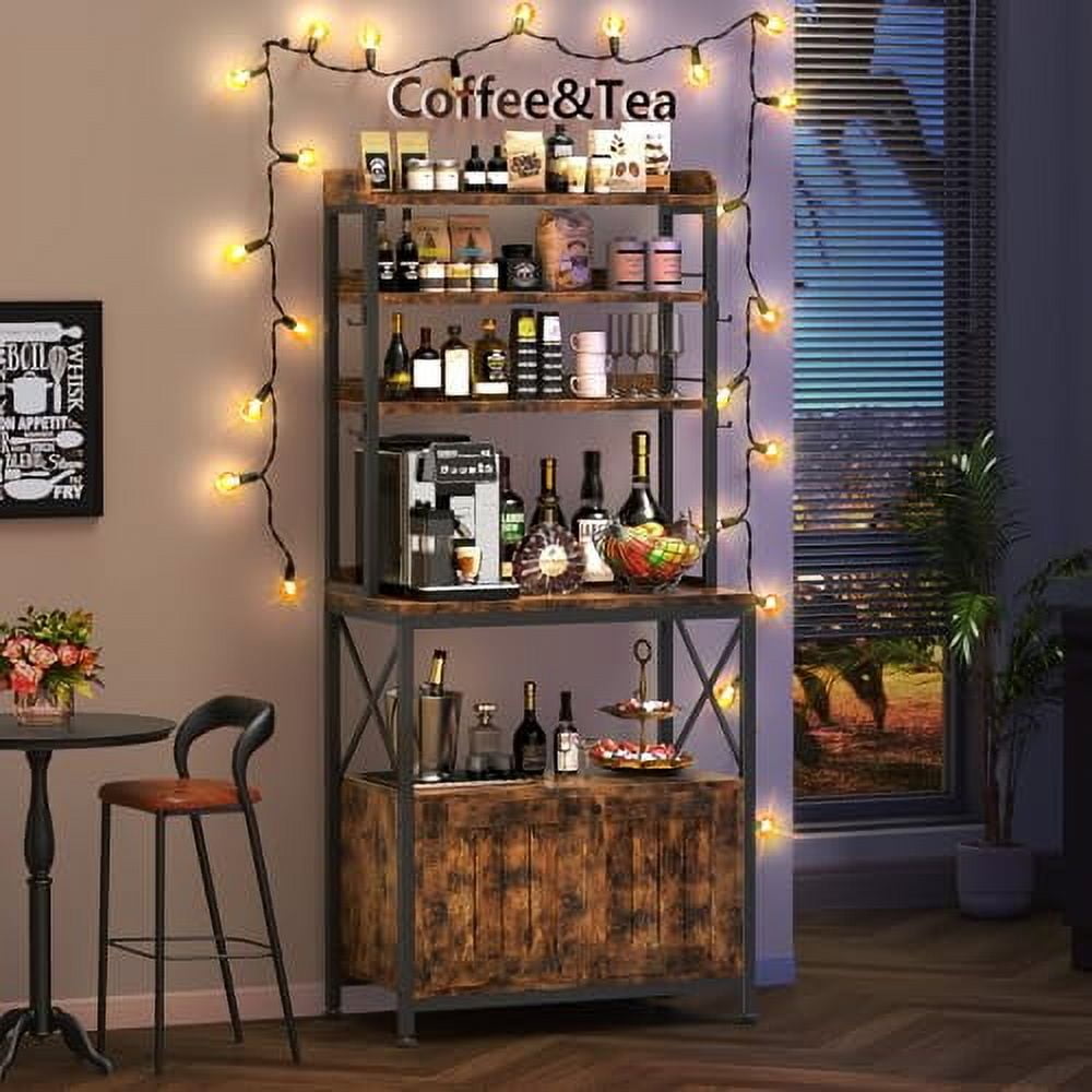 EasyCom 67'' x 32'' Kitchen Bakers Rack with Power Outlet, 6-Tier ...