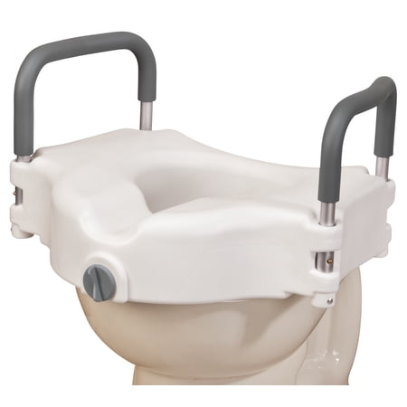 EasyComforts Locking Raised Toilet Seat with Padded Arms, Portable Riser for Bathroom Safety, Extender Assists Disabled, Elderly, Seniors, Handicapped