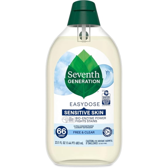 EasyDose Laundry Detergent, Ultra Concentrated: 66 Loads, Free & Clear Designed for Sensitive Skin, 23.1 Fl Oz
