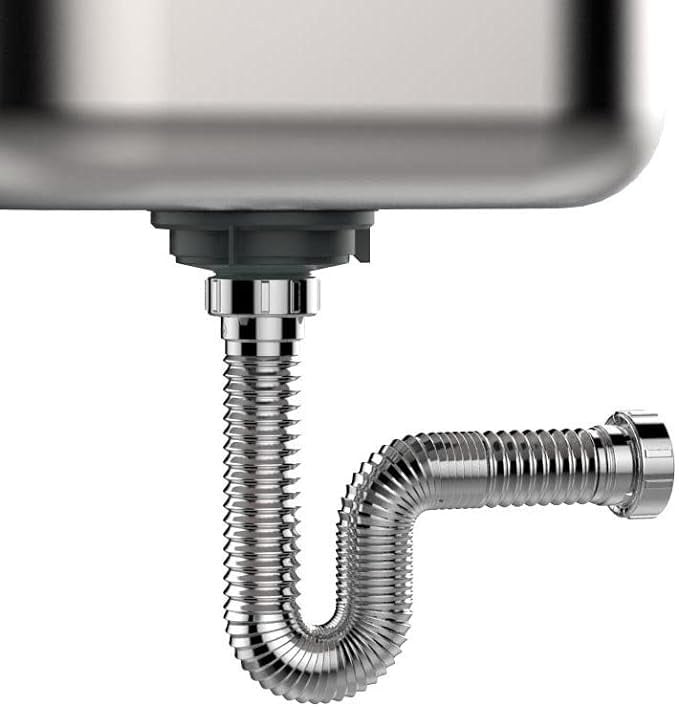 QruiLanTu Single Sink Drain Kit - Adjustable Space Saving P-Trap With 4-Way Connector For Dishwasher & Water Purifier