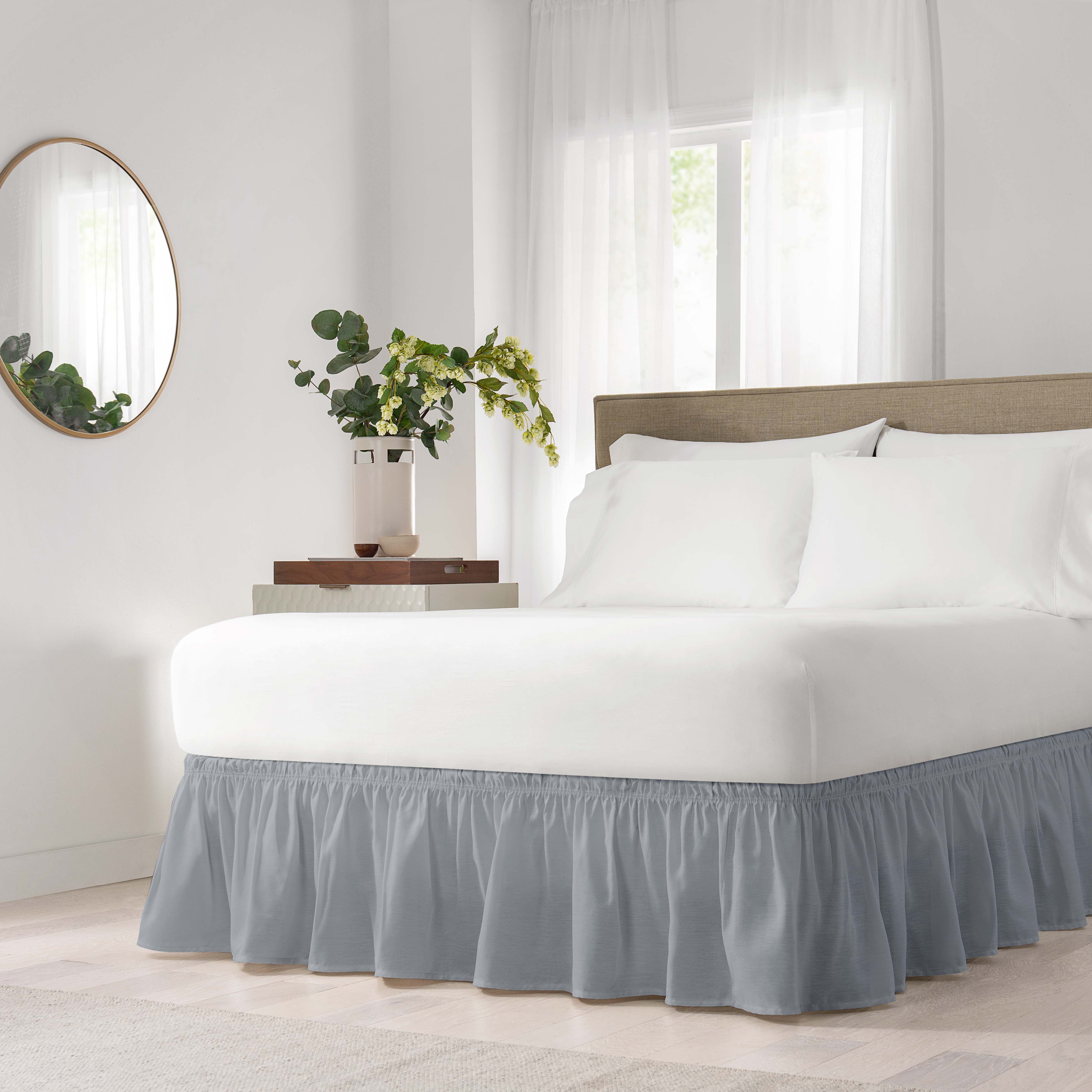 Grey bed skirt queen size hotsell