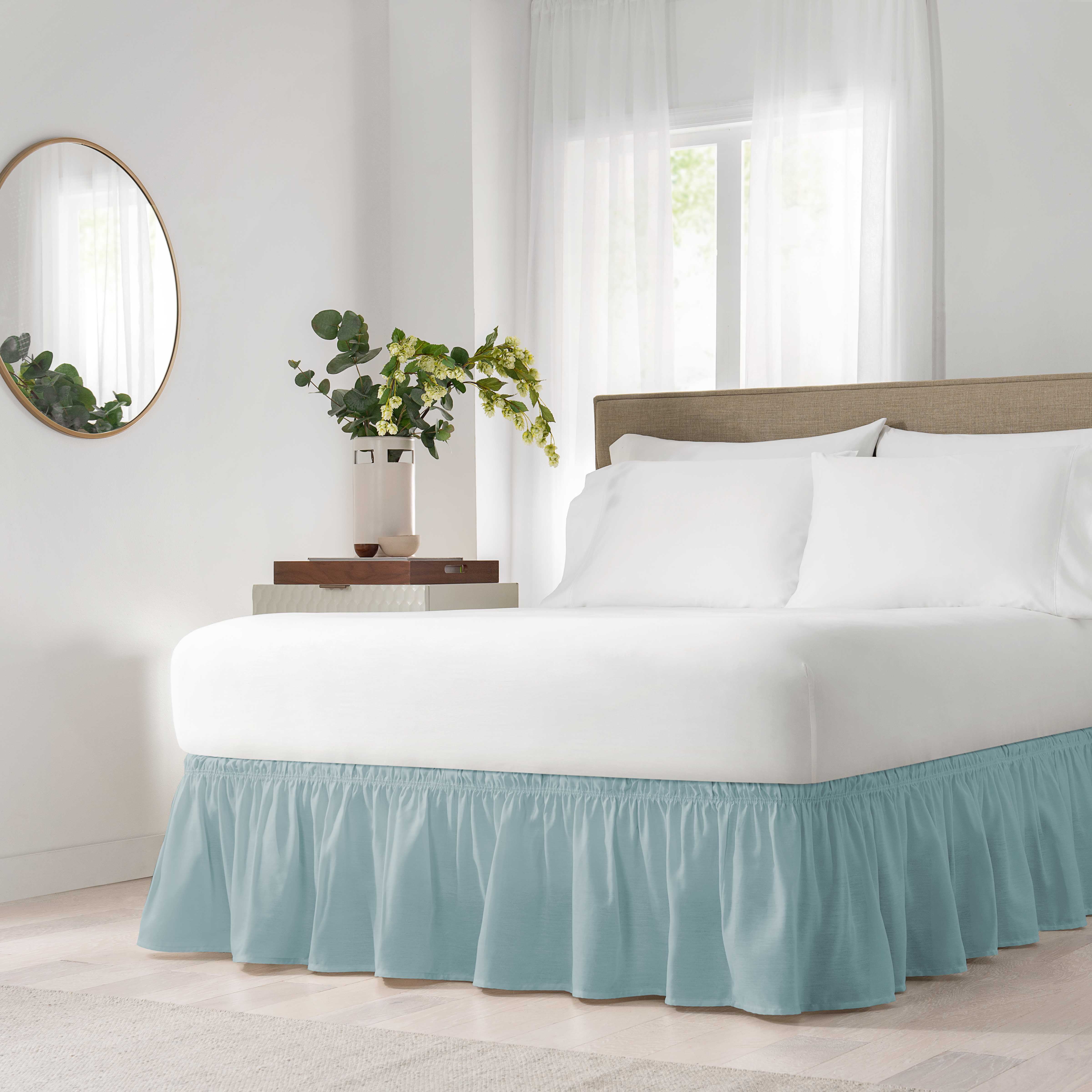 Blue bed skirt clearance queen