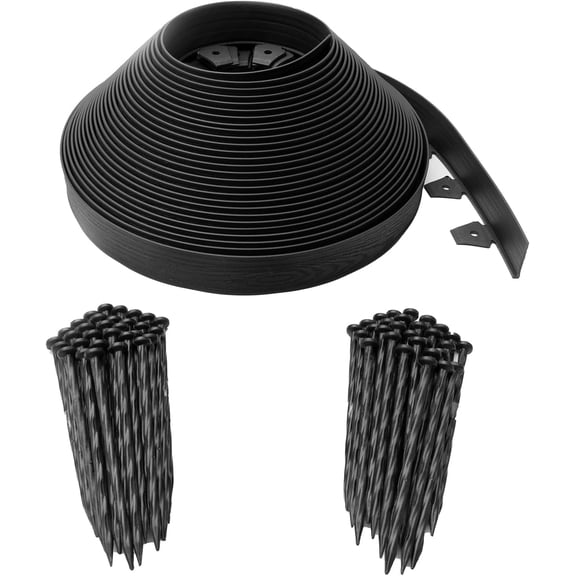 EasyFlex 2.5" Tall Wall No-Dig Landscape Edging Kit - 100 Foot, Black