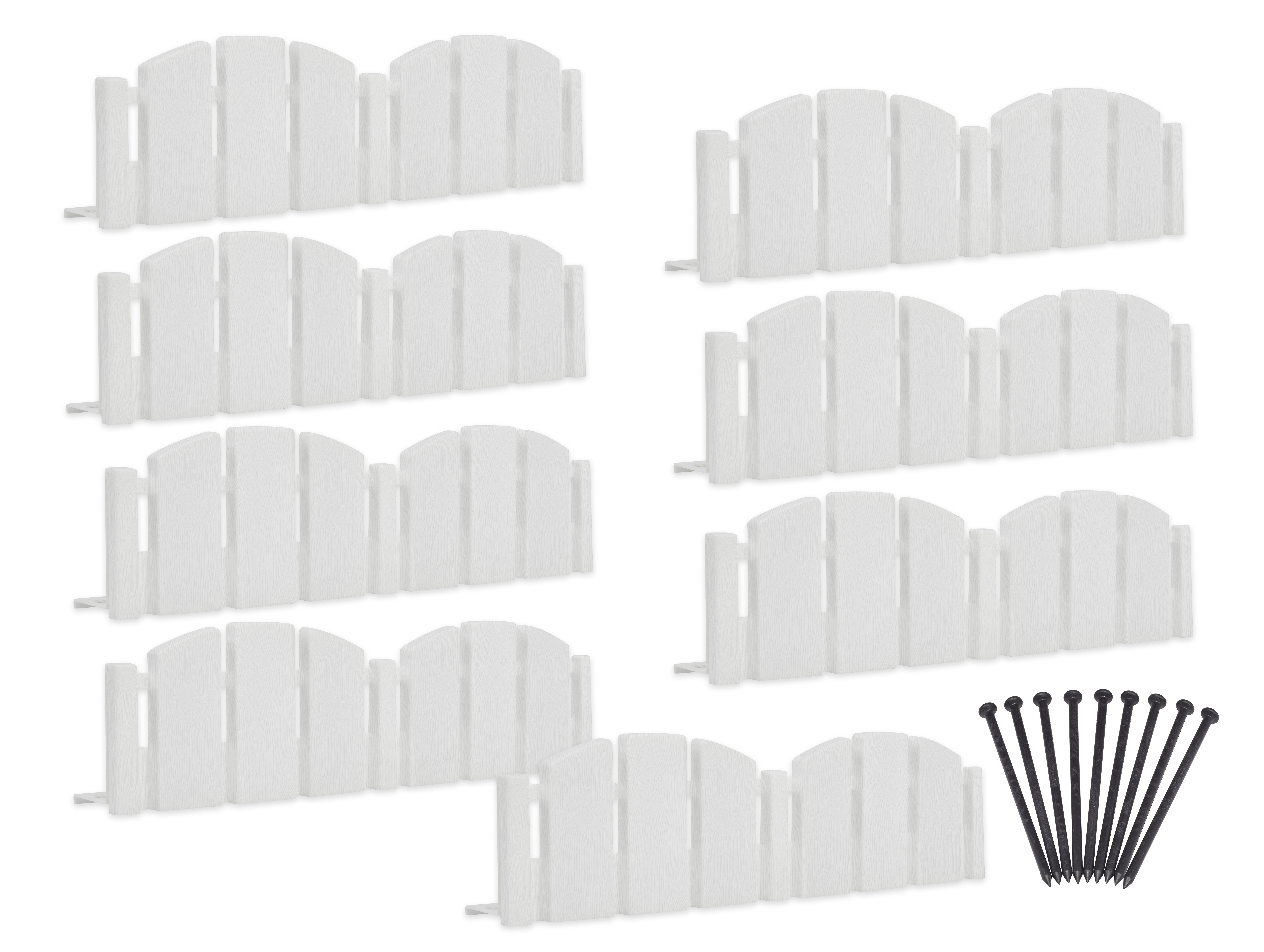 EasyFlex Decorative Adirondack No-Dig Landscape Edging Kit, 10-ft x 4.5in. High, Includes Anchoring Spikes, White