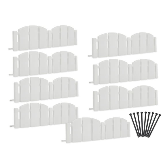 EasyFlex Decorative Adirondack No-Dig Landscape Edging Kit, 10-ft x 4.5in. High, Includes Anchoring Spikes, White