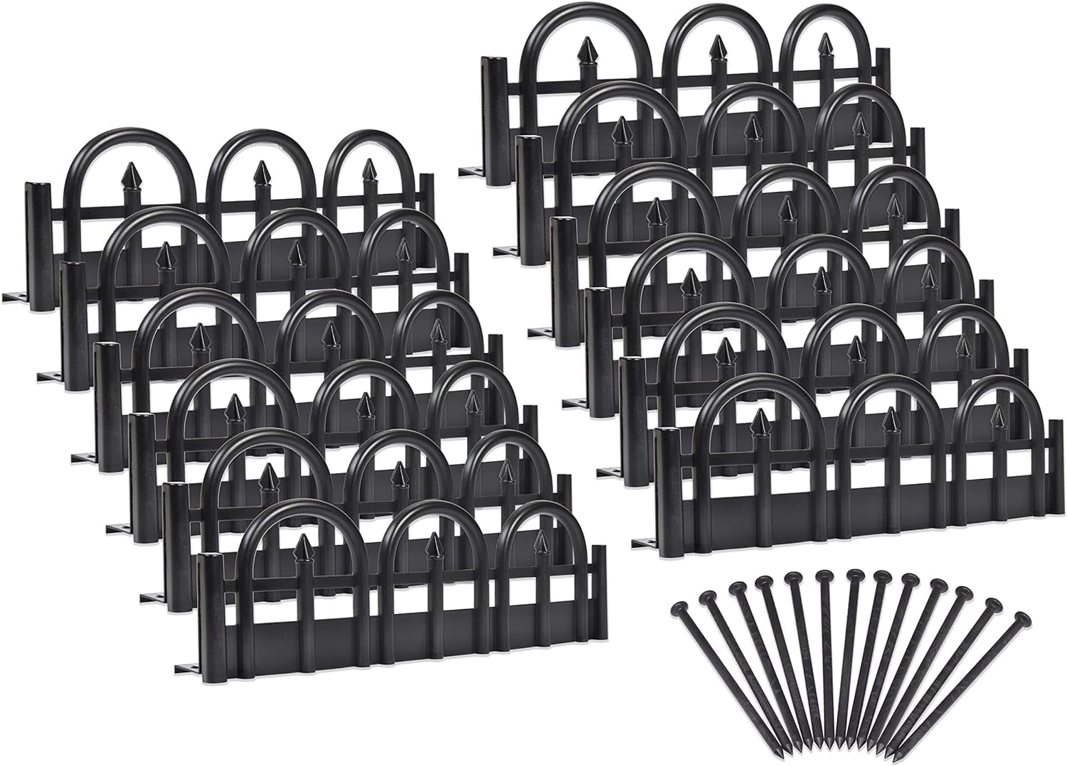 15-Foot Black Plastic Wrought Iron-Look No-Dig Landscape Edging Kit