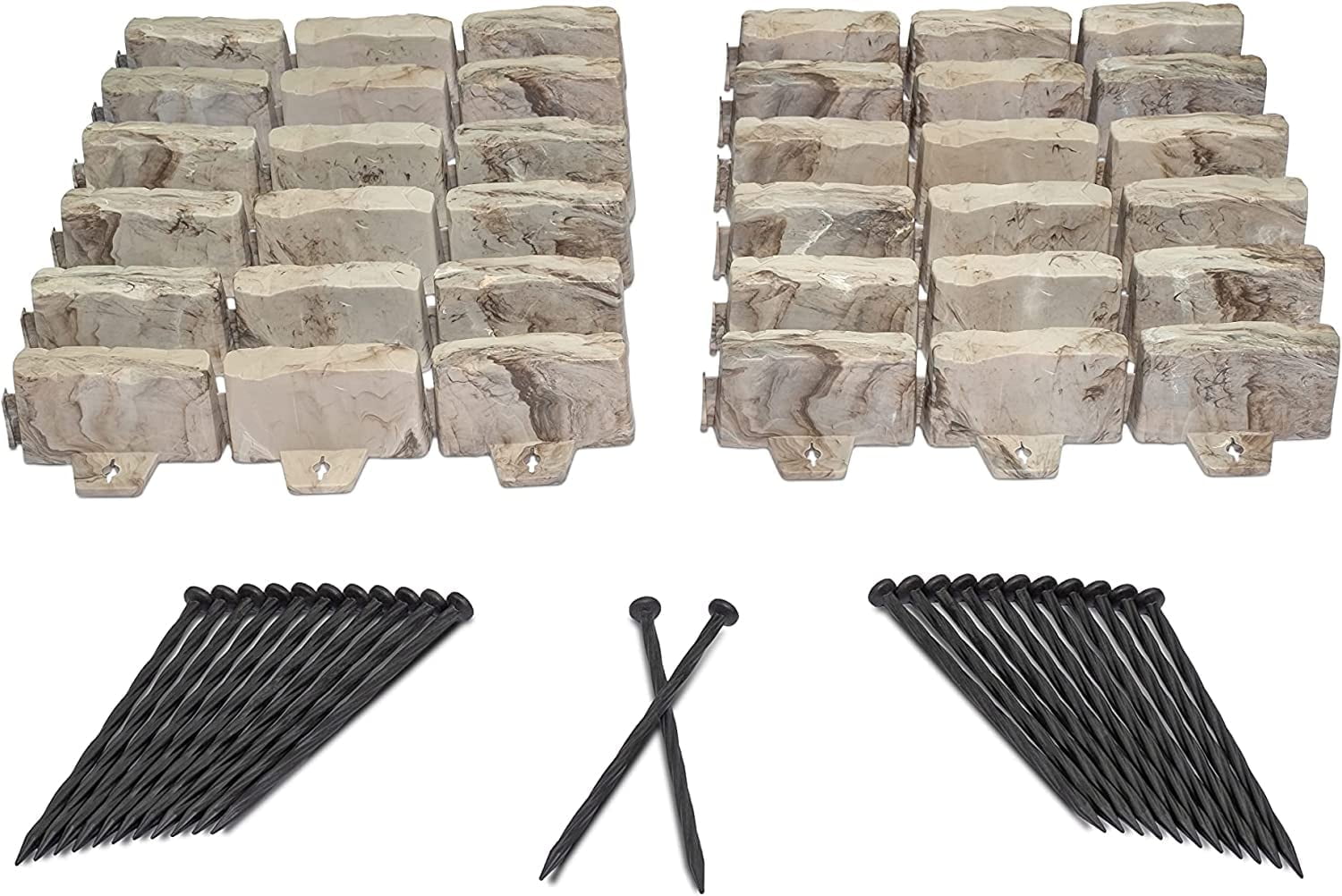 EasyFlex Decorative No-Dig Landscape Edging Kit - 15 ft., Brown Faux Stone