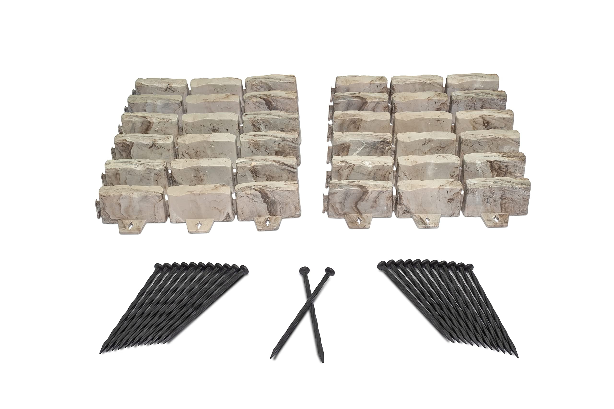 EasyFlex 15 ft. Brown Faux Stone No-Dig Landscape Edging Kit
