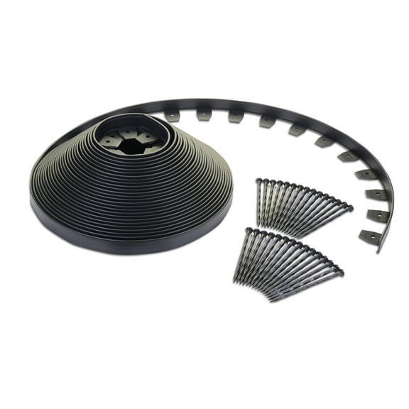 EasyFlex Heavy-Duty No-Dig Landscape Edging Kit, 100-ft x 1.6-in. High, Includes Anchoring Spikes, Black