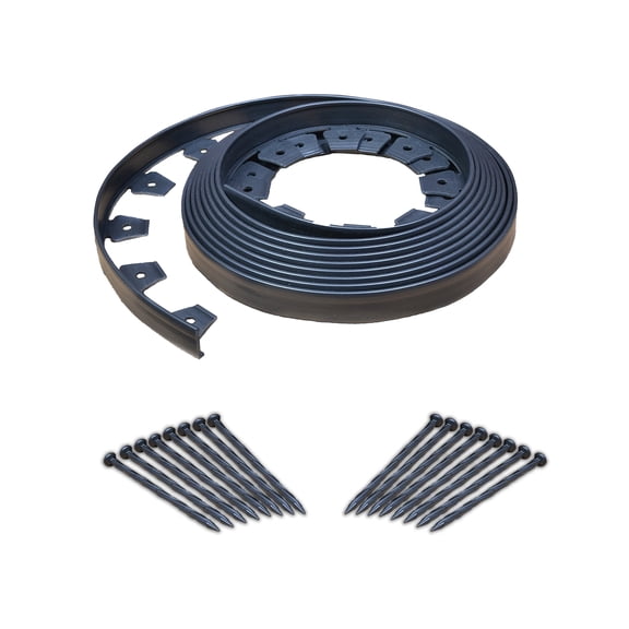 EasyFlex No-Dig Landscape Edging Kit, 40-ft x 1.5in. High, Includes Anchoring Spikes, Black