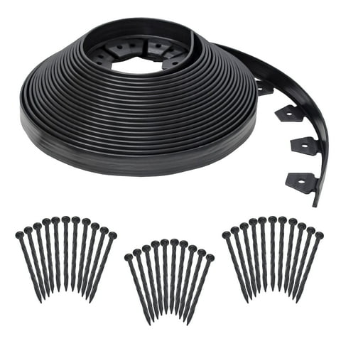 EasyFlex No Dig Landscape Edging Kit, 90-ft x 1.5in. High, Includes Anchoring Spikes, Black