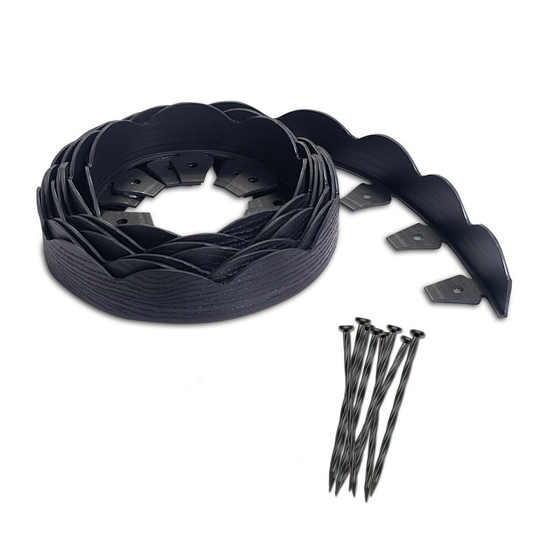 EasyFlex® 20' No-Dig Scallop Landscape Edging - Black Wood Grain EasyFlex® 20' No-Dig Scallop Landscape Edging - Black Wood Grain