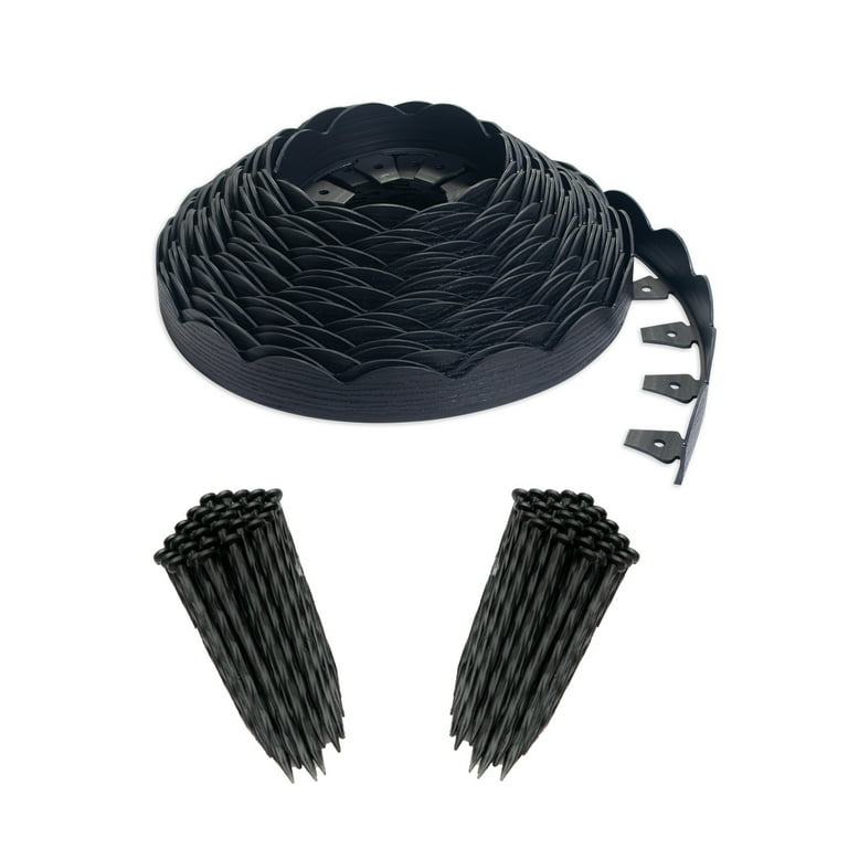 EasyFlex® 100' No-Dig Scallop Landscape Edging - Brown Wood Grain EasyFlex® 100' No-Dig Scallop Landscape Edging - Brown Wood Grain