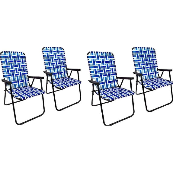 EasyGo Product Portable – Retro Style High Back Design – Outdoor Webbed Chair for Backyard, Camping, Sporting Events – Easy Folding, 4 Pack, Blue