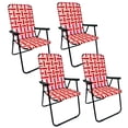 thumbnail image 1 of EasyGo Product Portable – Retro Style High Back Design – Outdoor Webbed Chair for Backyard, Camping, Sporting Events – Easy Folding, 4 Pack, Red, 1 of 1