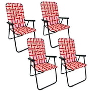 EasyGo Product Portable   Retro Style High Back Design   Outdoor Webbed Chair for Backyard, Camping, Sporting Events   Easy Folding, 4 Pack, Red