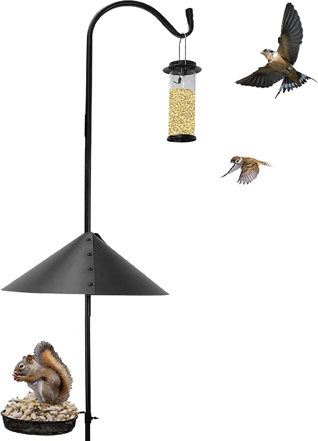 EasyGo Product Squirrel Proof Bird Feeder Wild Bird Station Powder Coated 81 Inch Steel Pole