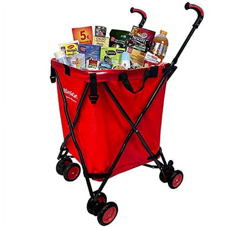 EasyGo Products Rolling Utility Cart with Removable Canvas Bag, Red