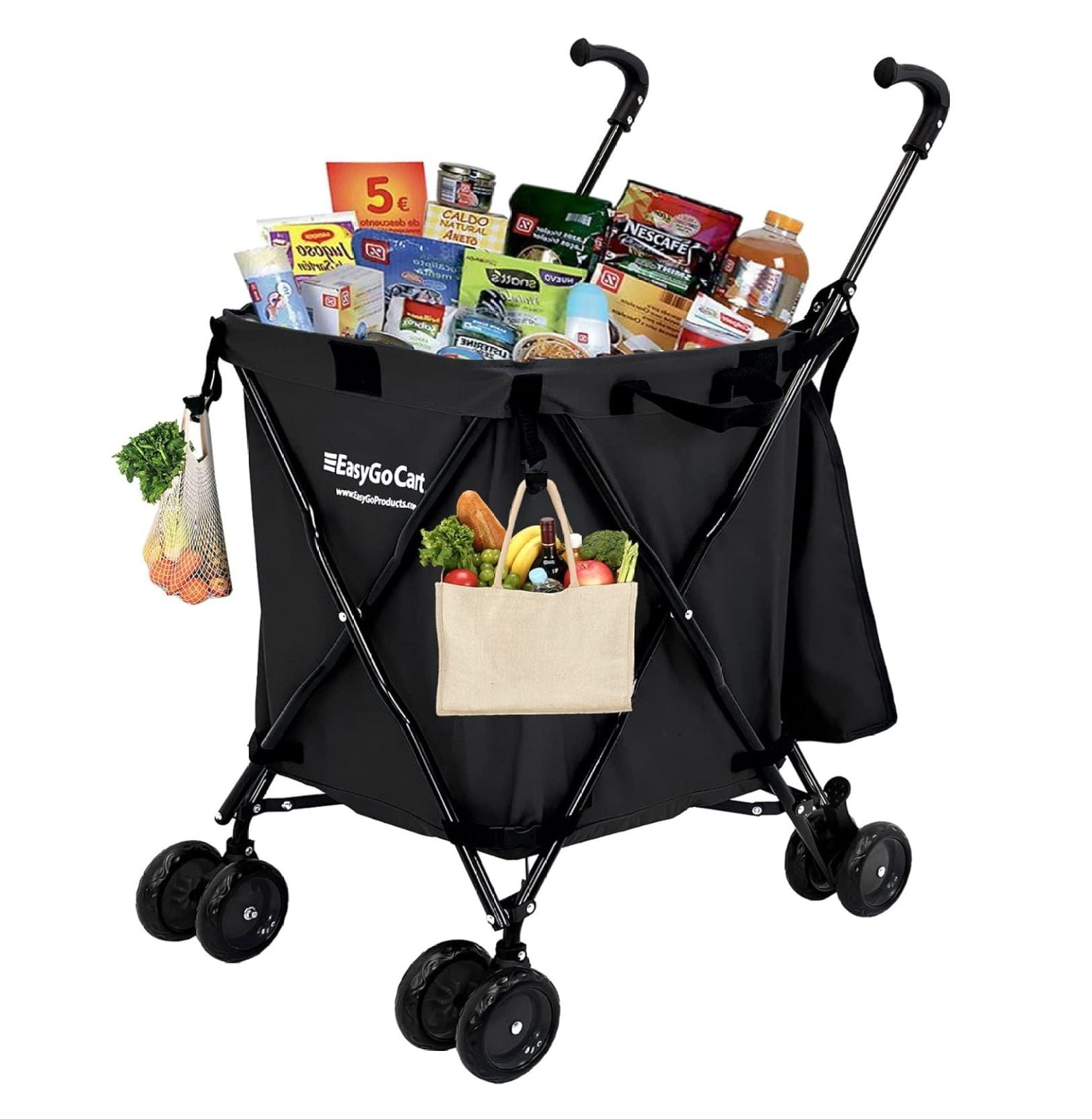 EasyGo Rolling Cart Folding Grocery Shopping Cart Laundry Basket