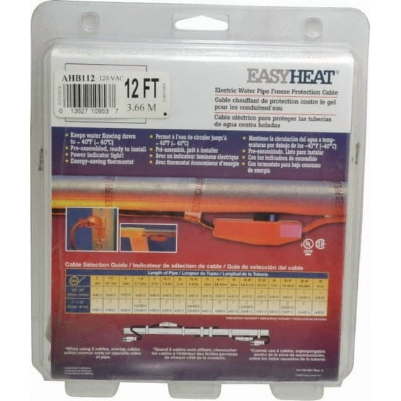EasyHeat 12' Long, Preassembled, Fixed Length, Fixed Wattage, Protection Heat Cable 120 Input Volts, 84 Watts