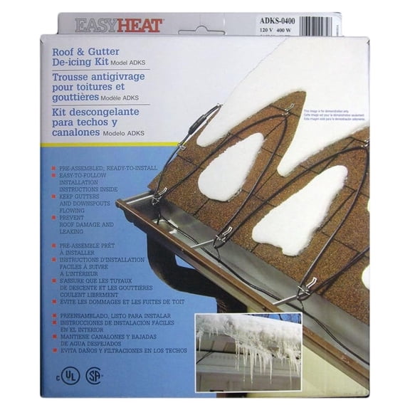 EasyHeat Roof Deicing Cable 80ft - Roof and Gutter Ice Melt Wire, Snow Prevention for Roof Edge, Pre-assembled 400W Cable System