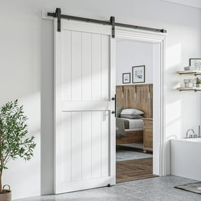 Easy4Home 36"x 84" Sliding Barn Door With 6.6ft Sliding Track,White