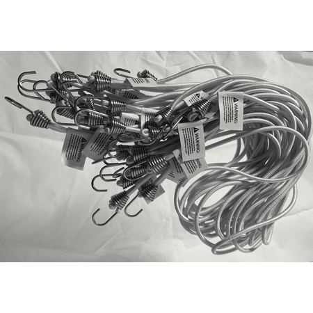 EasyKlip 16 Inch White Loop Bungee with Stainless Steel Hook