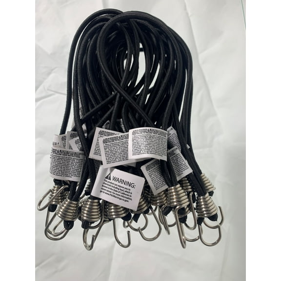 EasyKlip 8" Black Loop Bungee with Stainless Steel Hook 25 PK