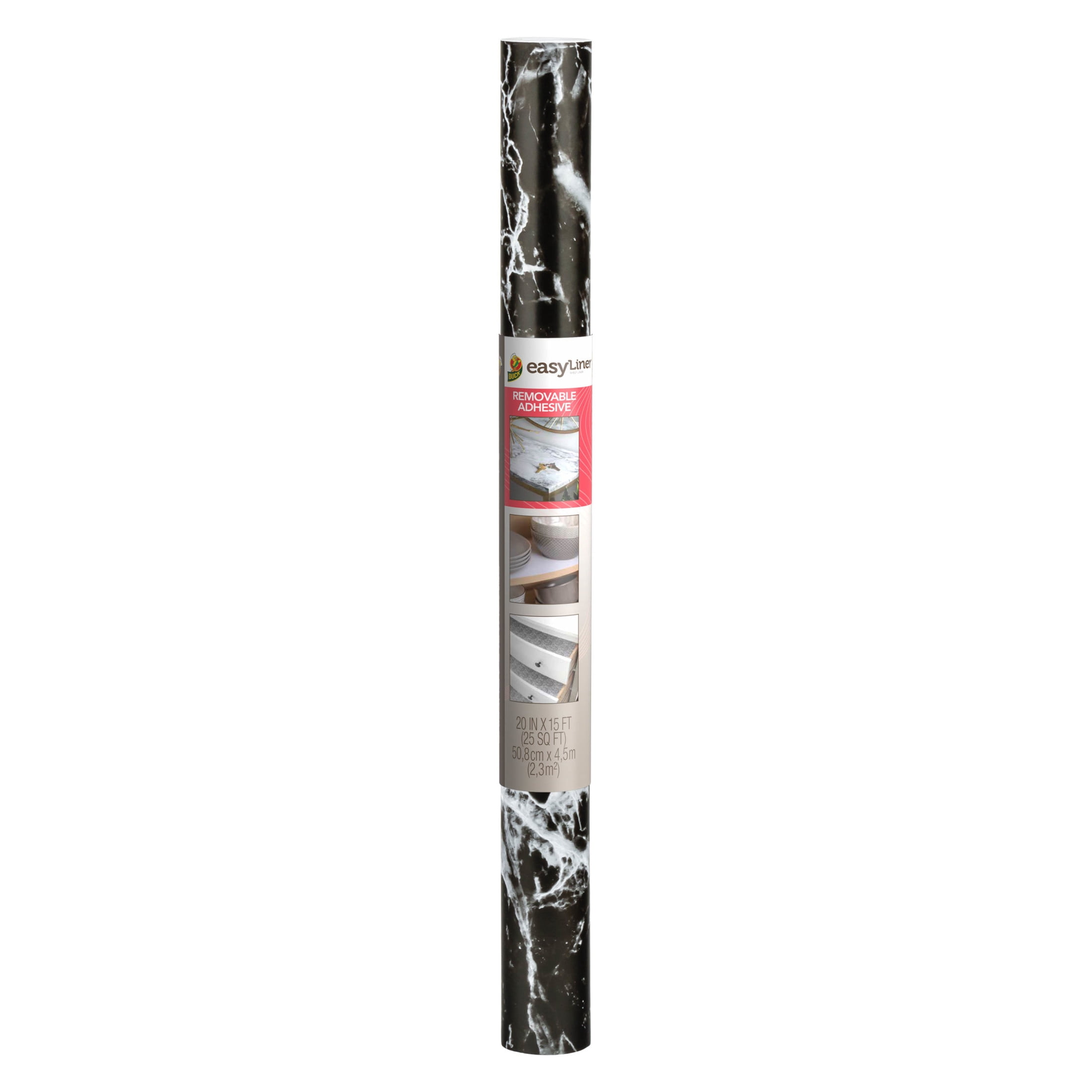 EasyLiner Removable Adhesive Shelf Liner Shelf Liner, Black Marble 20" x 15' Roll