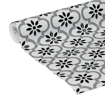 EasyLiner Brand Contact Paper Adhesive Shelf Liner, Black and White Tile, 20 in. x 15 ft. Roll