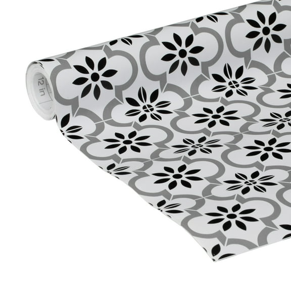 EasyLiner Brand Contact Paper Adhesive Shelf Liner, Black and White Tile, 20 in. x 15 ft. Roll