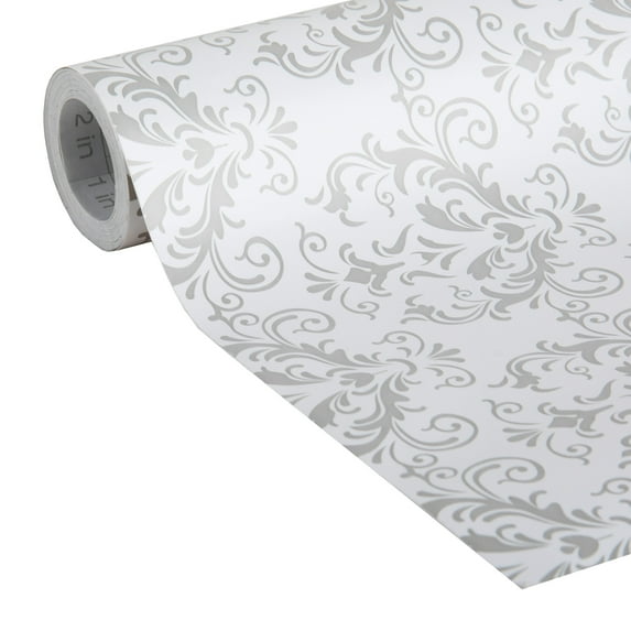 EasyLiner Brand Contact Paper Adhesive Shelf Liner, Gray Damask, 20 in. x 15 ft. Roll