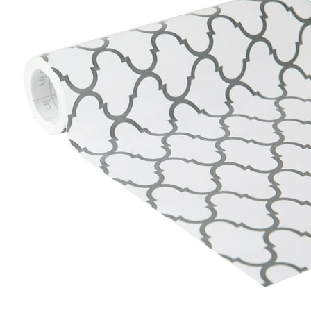 EasyLiner Brand Contact Paper Adhesive Shelf Liner, Gray Quatrefoil, 20 in. x 15 ft. Roll