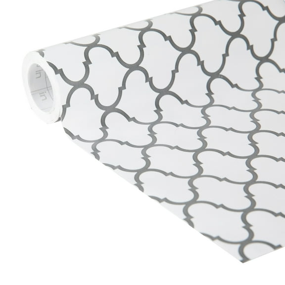 EasyLiner Brand Contact Paper Adhesive Shelf Liner, Gray Quatrefoil, 20 in. x 15 ft. Roll
