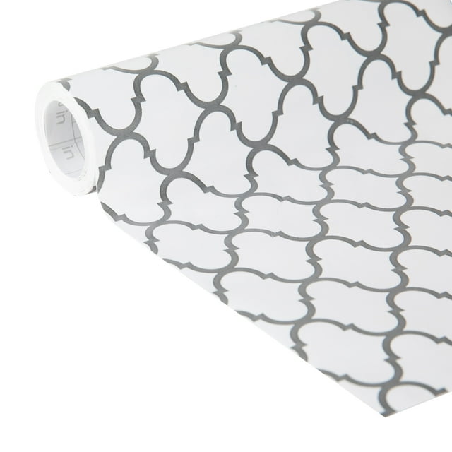 EasyLiner Brand Contact Paper Adhesive Shelf Liner, Gray Quatrefoil, 20