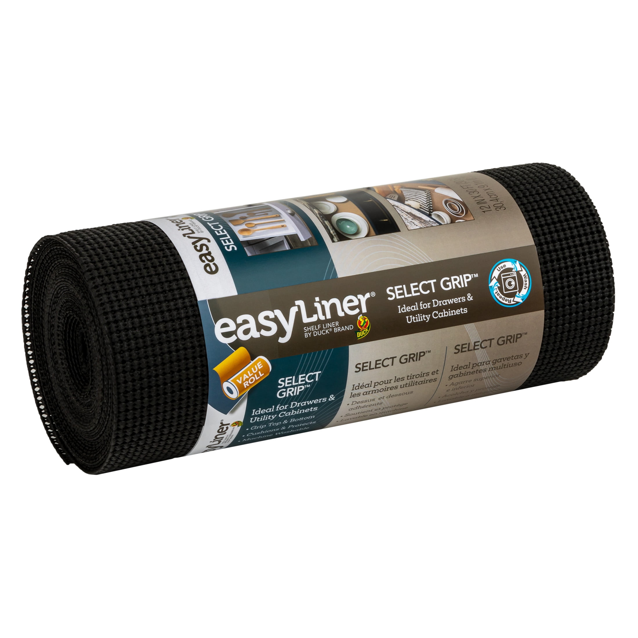 EasyLiner Select Grip Shelf Liner, Black, 12 in. x 30 ft. Roll