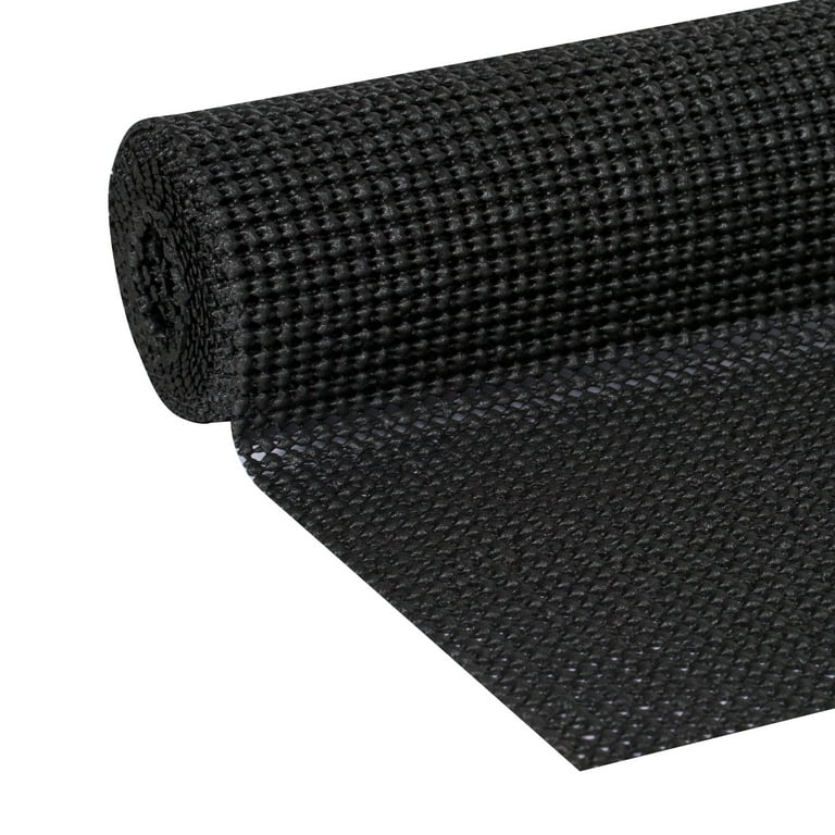 Diny Home & Style Large Size Anti-Slip Grip Liner Mat Non Skid - Shelf and Drawer Liner 18 inch x 47 inch - Trim to Fit (Black)