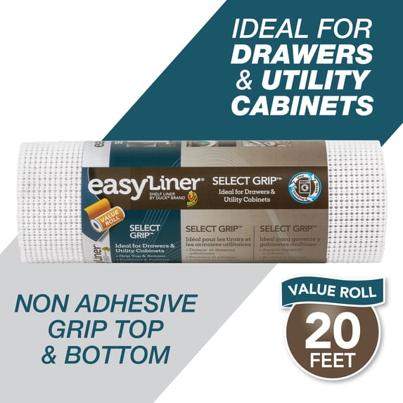 EasyLiner Select Grip Shelf Liner, White, 12 in. x 20 ft. Roll