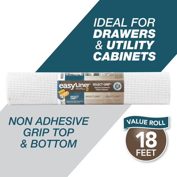 EasyLiner Select Grip Shelf Liner, White, 20 in. x 18 ft. Roll