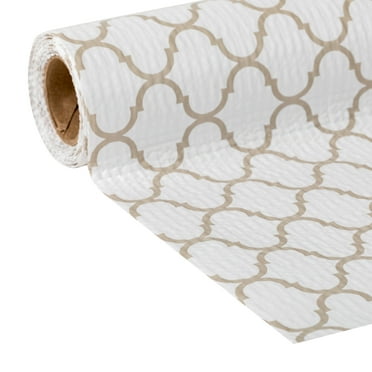 EasyLiner Smooth Top 20 in. x 6 ft. Taupe Quatrefoil PVC Shelf Liner